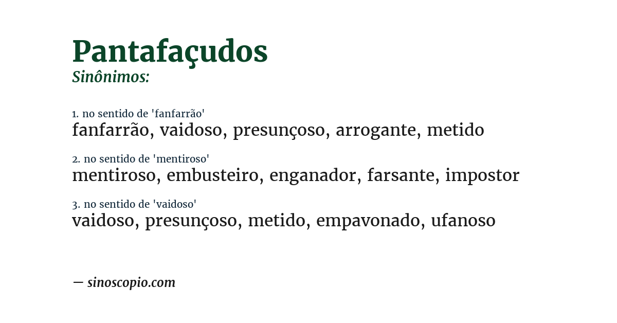 Sinônimo de pantafaçudos