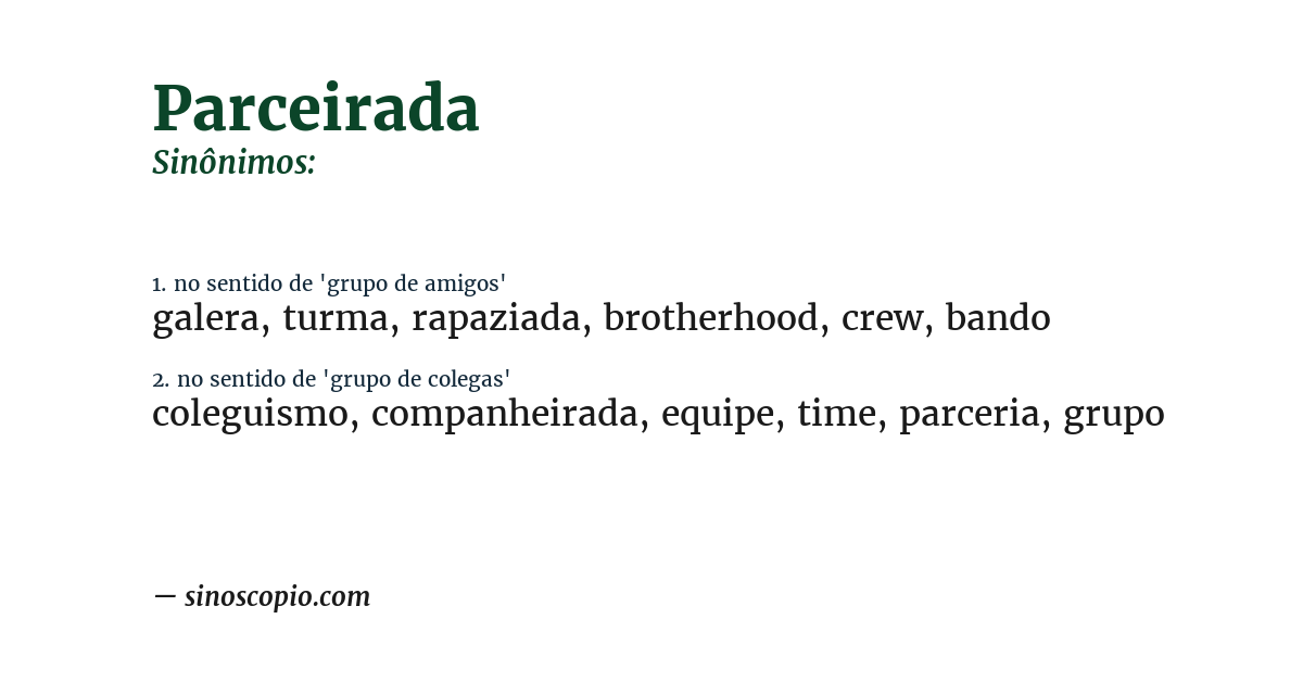 Sinônimo de parceirada