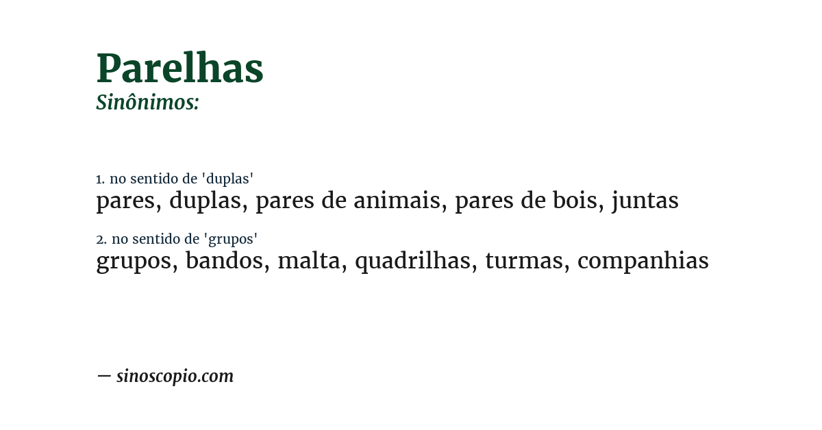 Sinônimo de parelhas