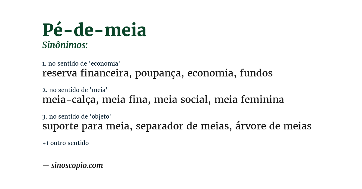 Sinônimo de pé-de-meia