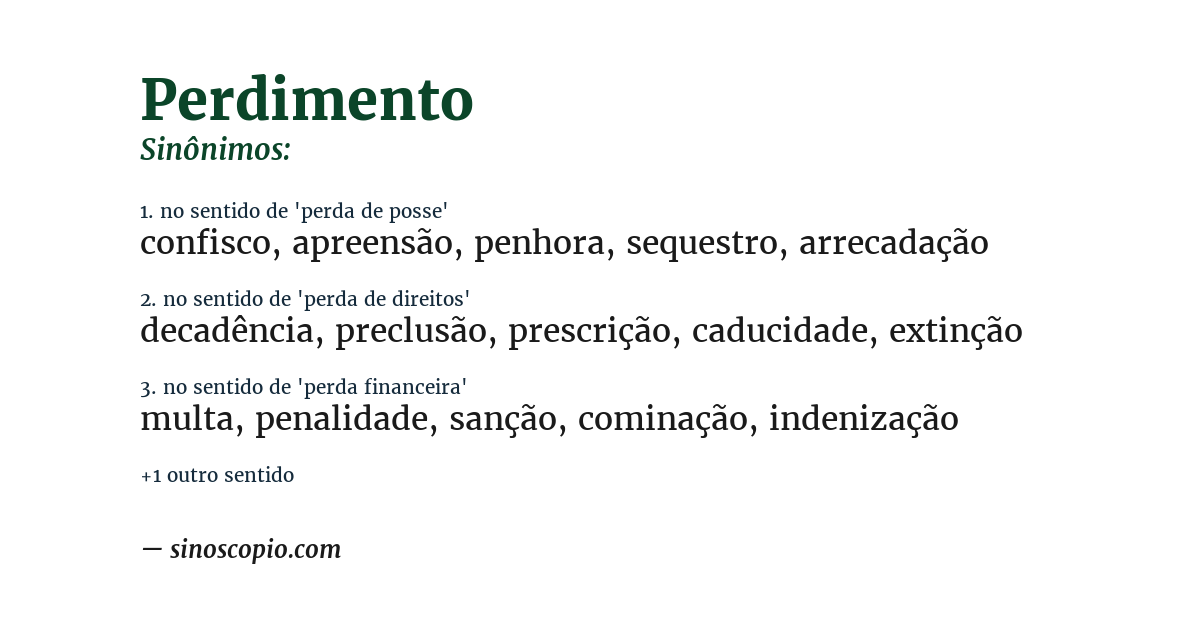 Sinônimo de perdimento