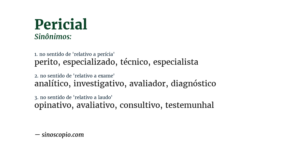 Sinônimo de pericial