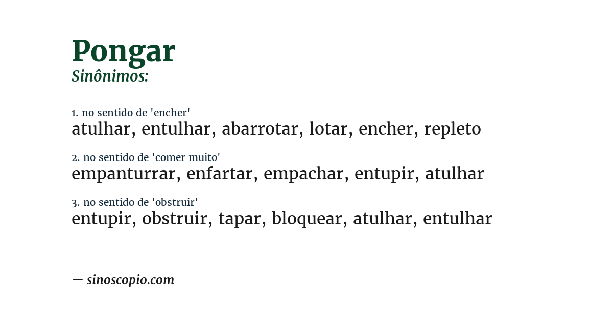 Sinônimo de pongar