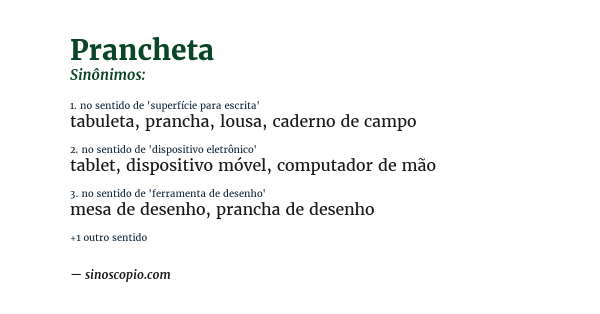 Sinônimo de prancheta