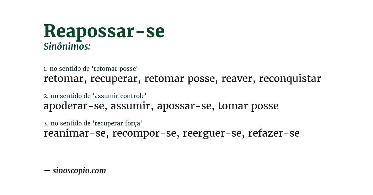 Sinônimo de reapossar-se