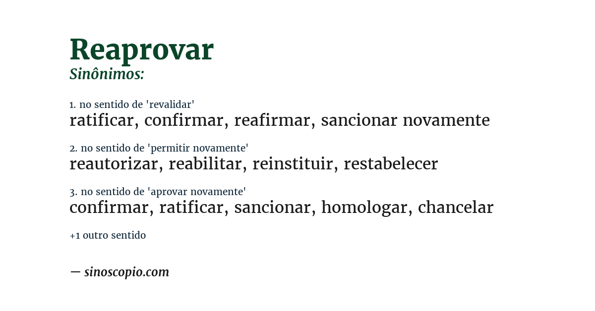 Sinônimo de reaprovar