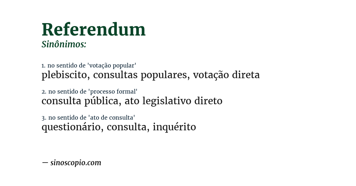 Sinônimo de referendum