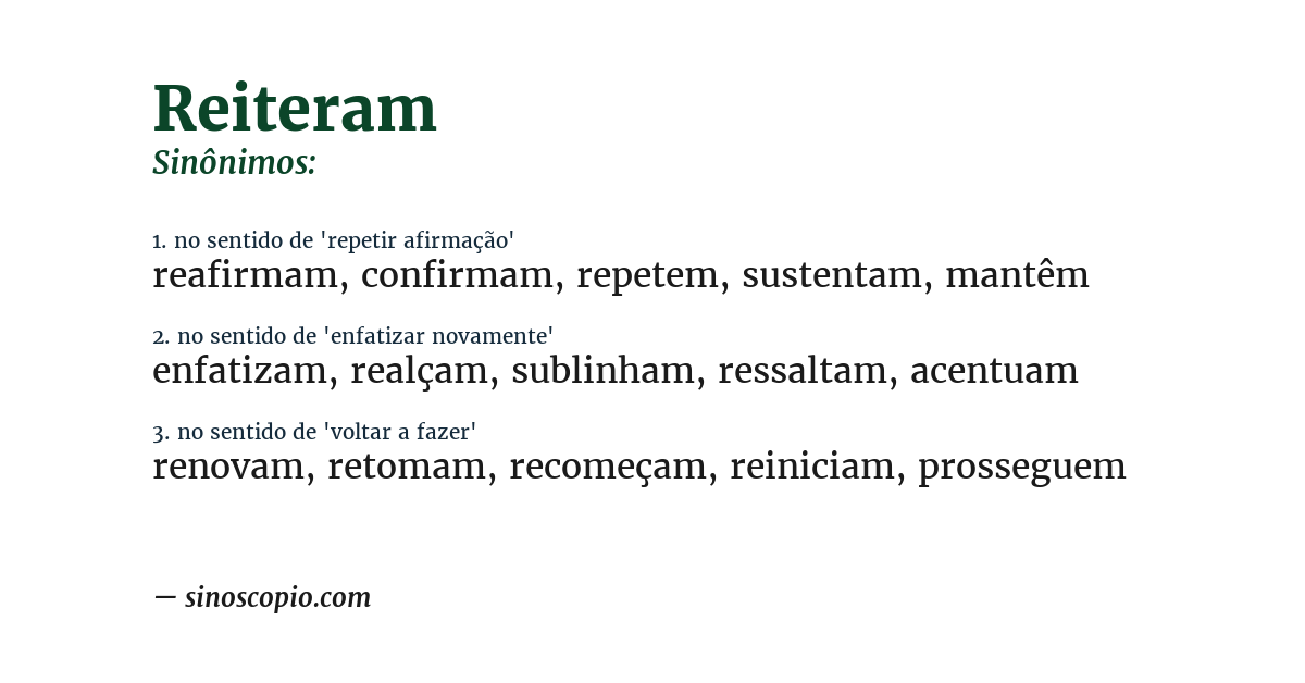 Sinônimo de reiteram