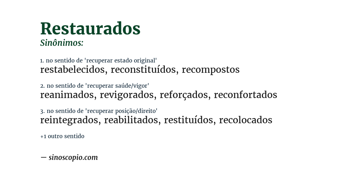 Sinônimo de restaurados
