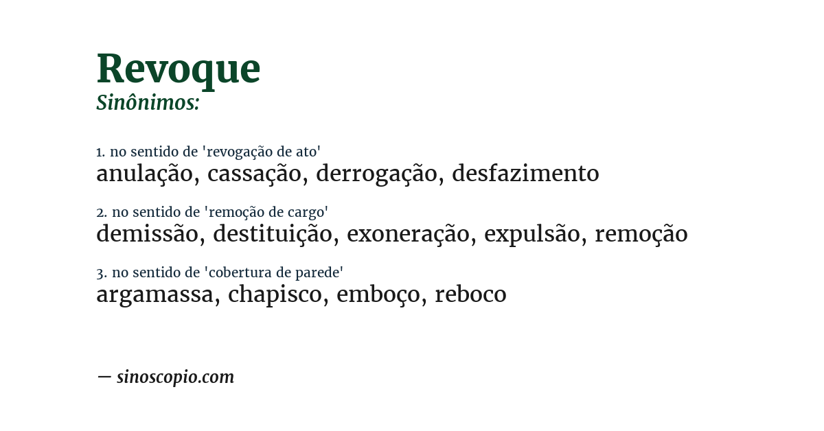 Sinônimo de revoque