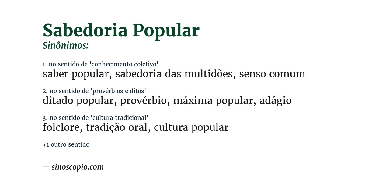 Sinônimo de sabedoria popular