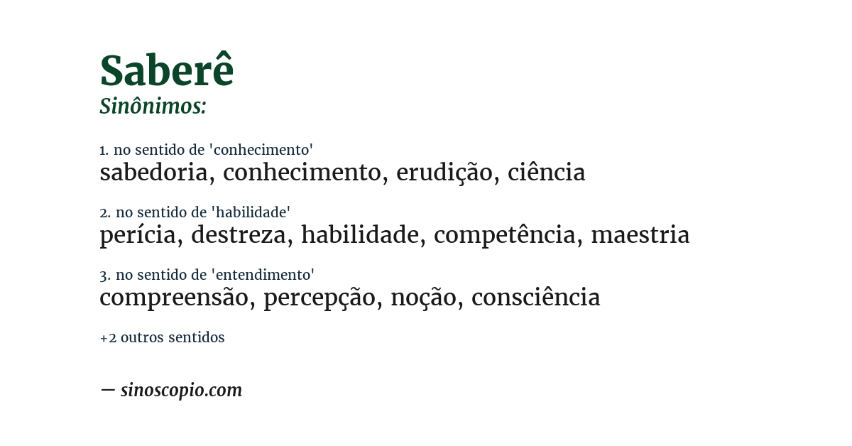 Sinônimo de saberê