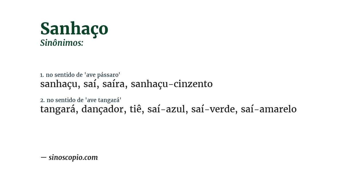 Sinônimo de sanhaço