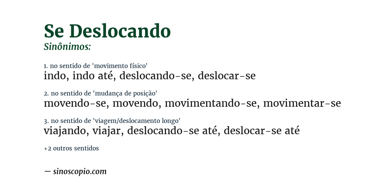 Sinônimo de se deslocando