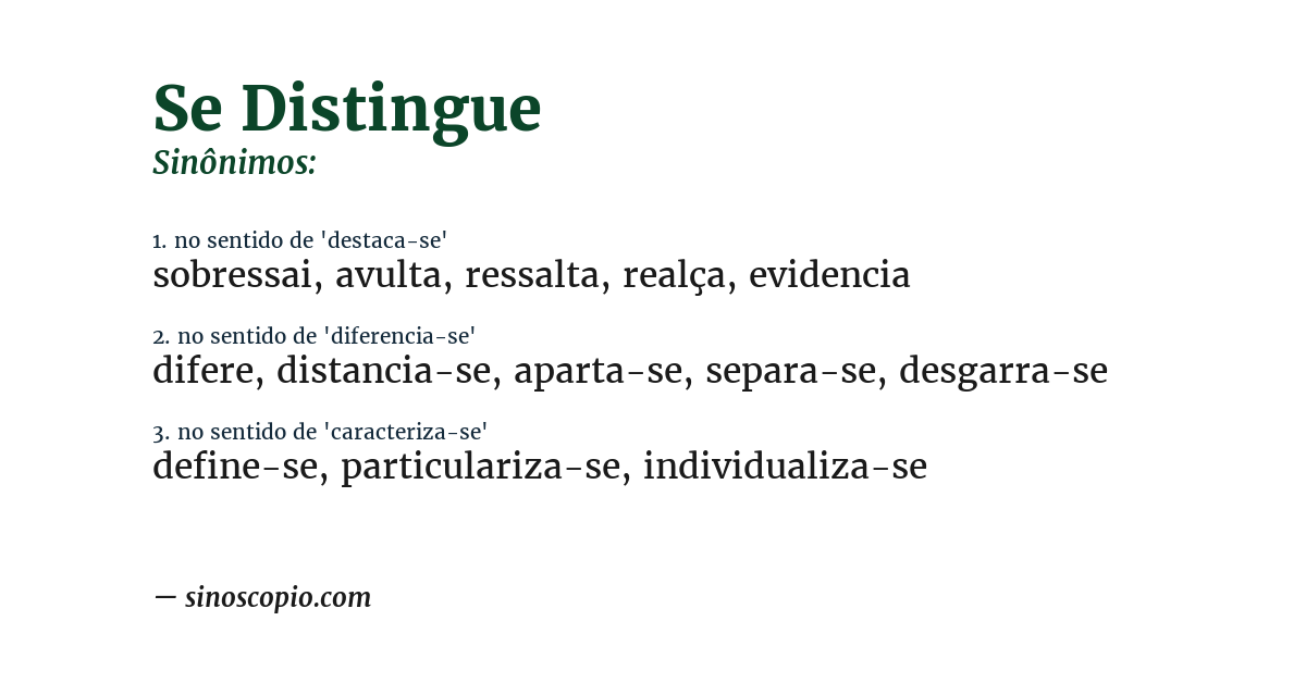 Sinônimo de se distingue
