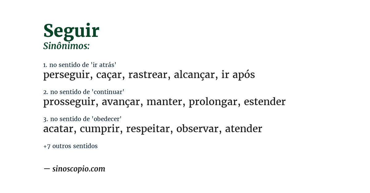 Sinônimo de seguir