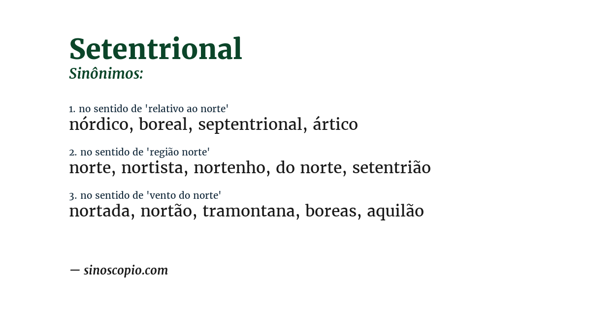 Sinônimo de setentrional