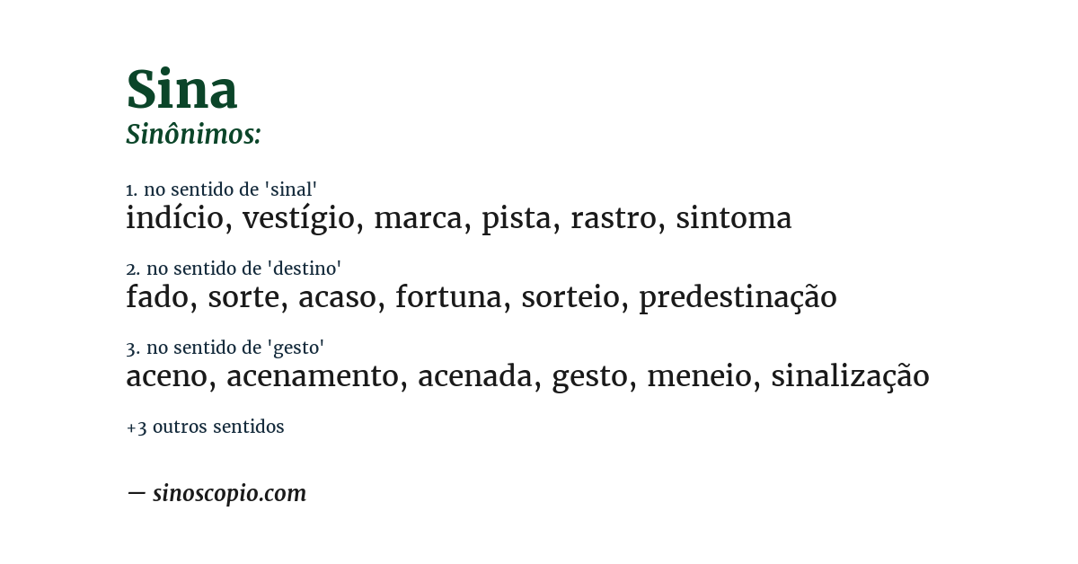 Sinônimo de sina