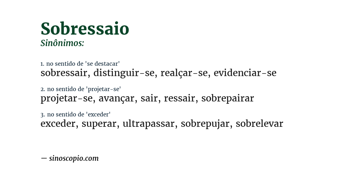 Sinônimo de sobressaio