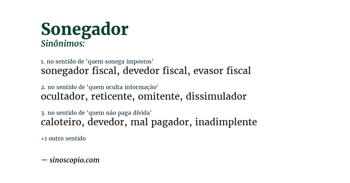 Sinônimo de sonegador