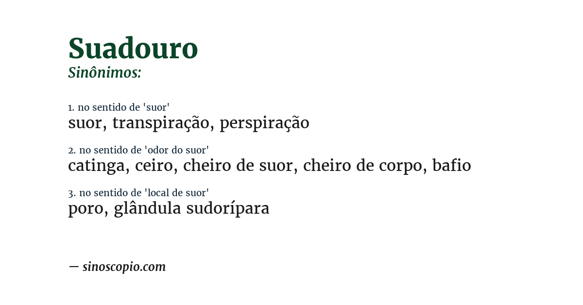 Sinônimo de suadouro