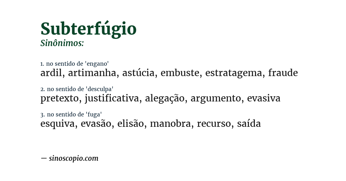Sinônimo de subterfúgio