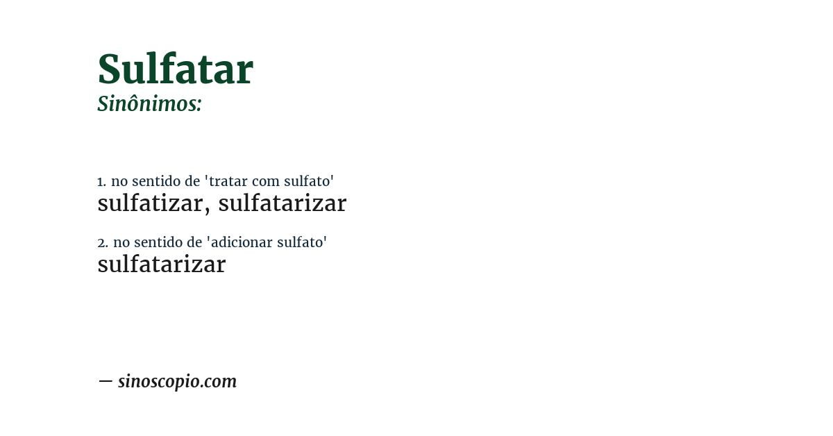 Sinônimo de sulfatar