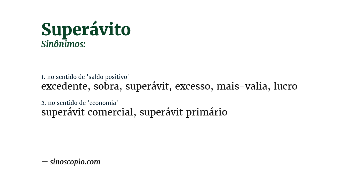 Sinônimo de superávito