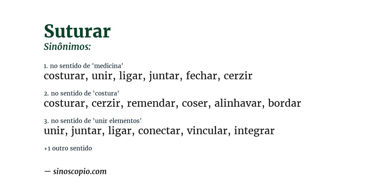 Sinônimo de suturar