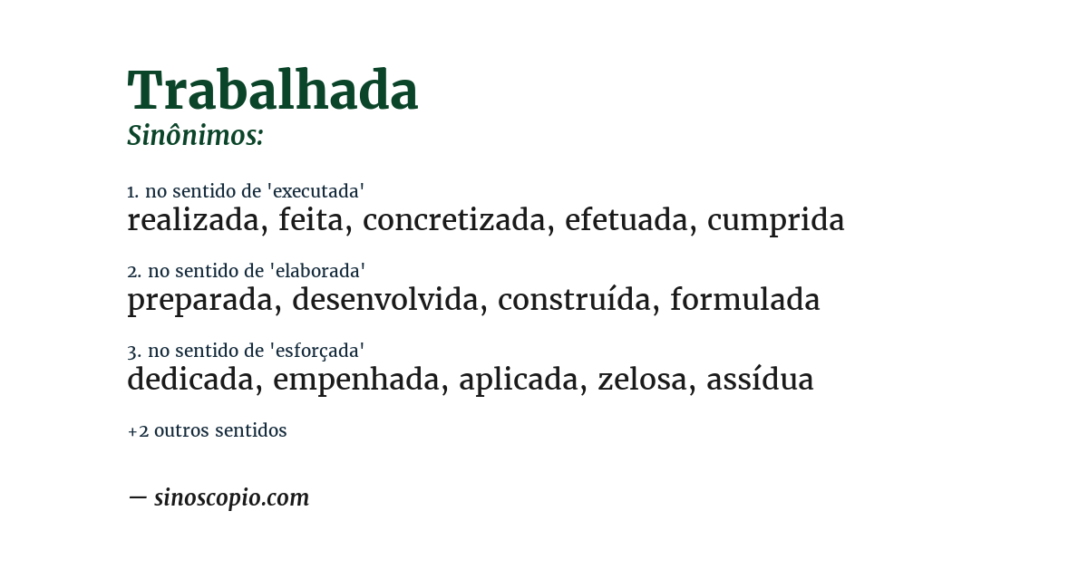 Sinônimo de trabalhada
