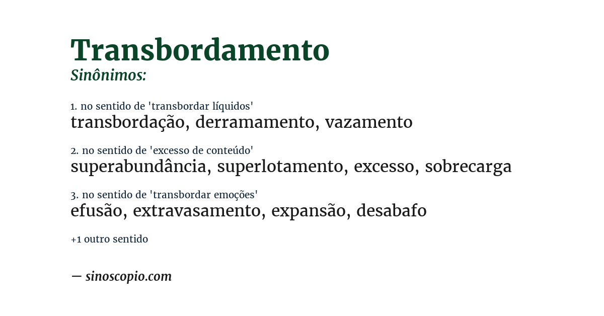 Sinônimo de transbordamento