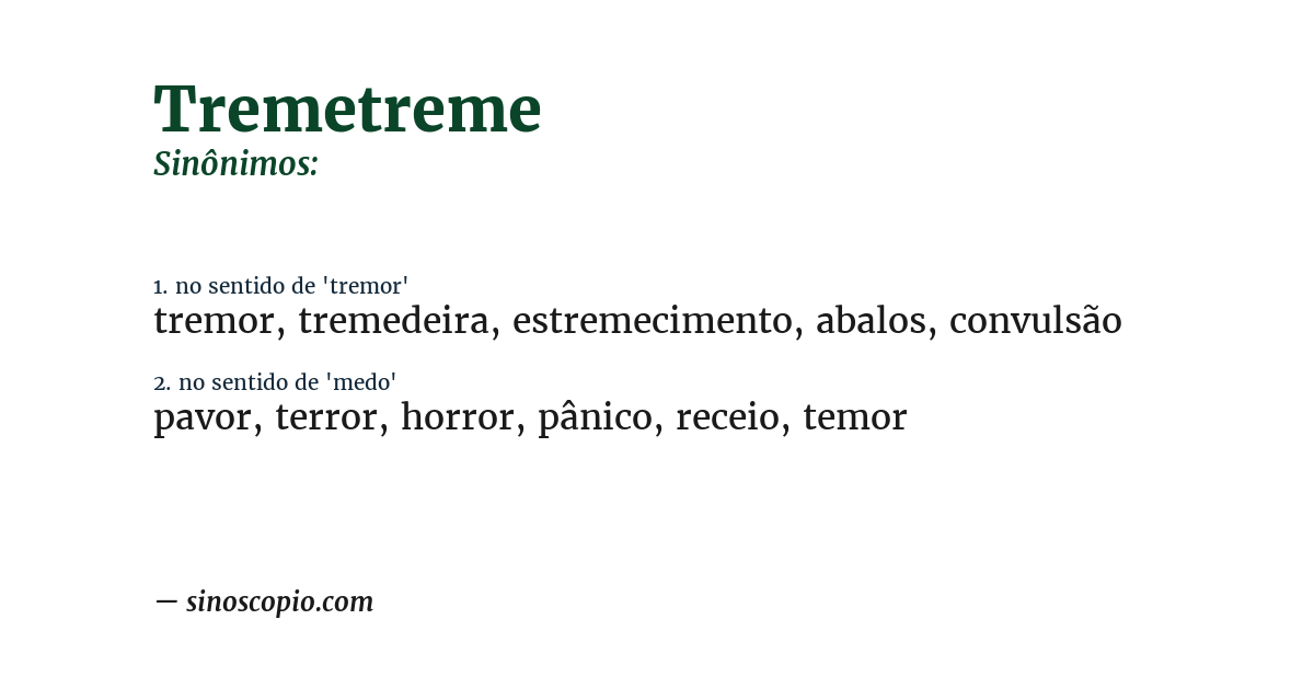Sinônimo de tremetreme