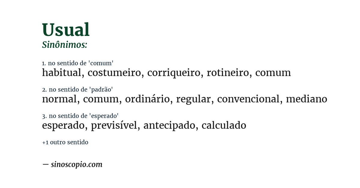Sinônimo de usual