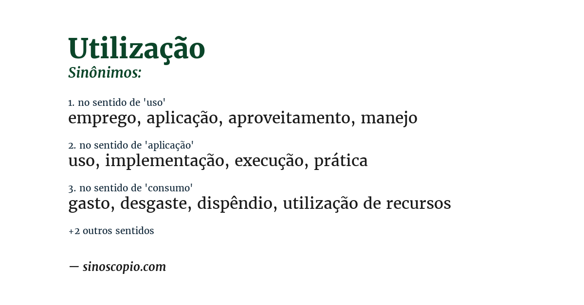 Sinônimo de utilização
