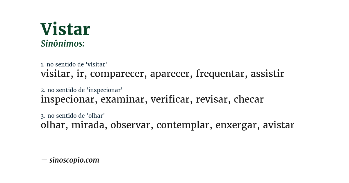 Sinônimo de vistar