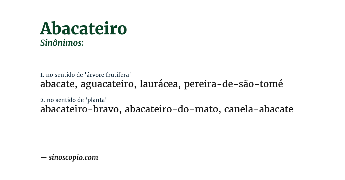 Sinônimo de abacateiro