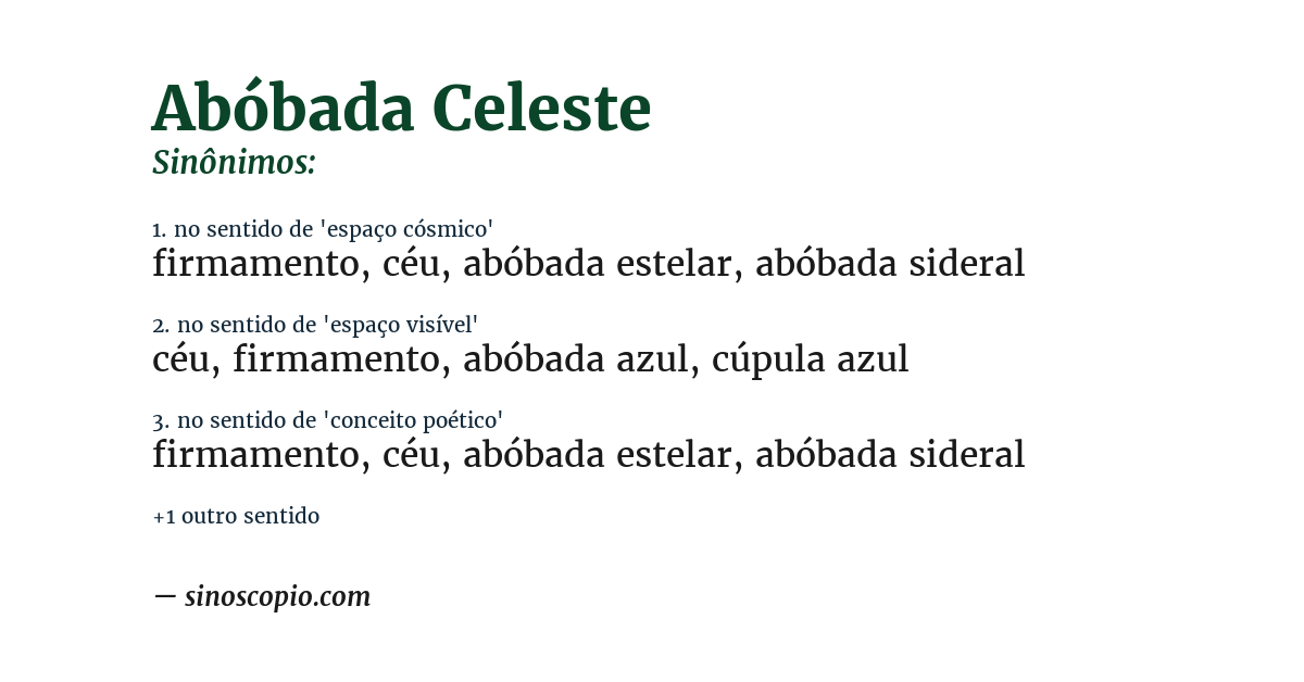 Sinônimo de abóbada celeste