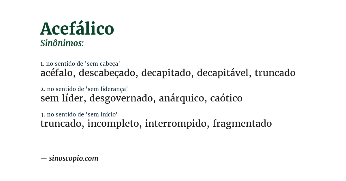 Sinônimo de acefálico