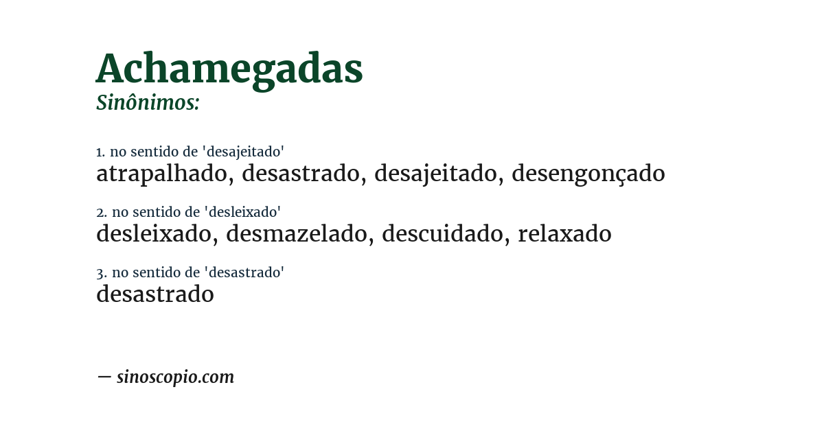 Sinônimo de achamegadas