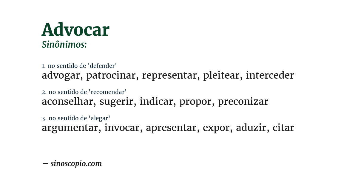 Sinônimo de advocar