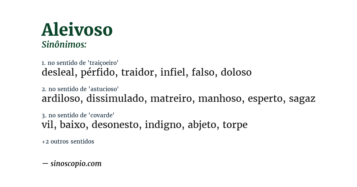 Sinônimo de aleivoso