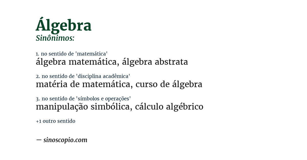 Sinônimo de álgebra