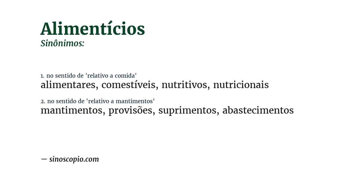 Sinônimo de alimentícios