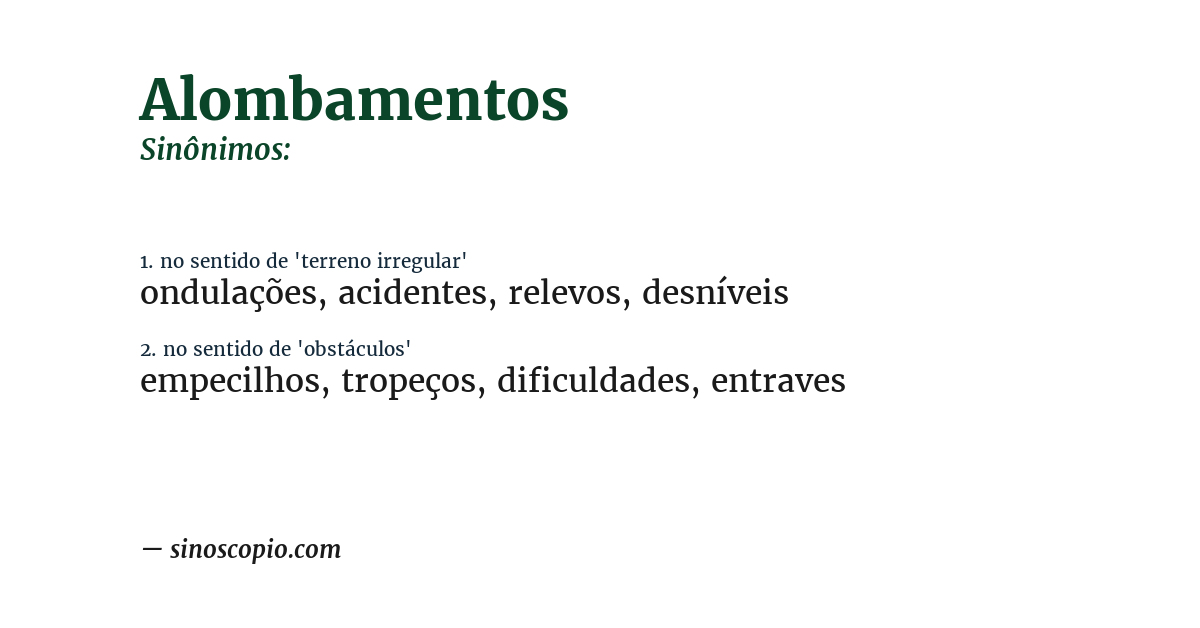 Sinônimo de alombamentos