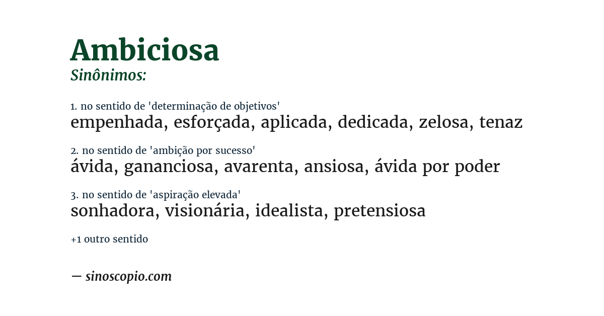 Sinônimo de ambiciosa
