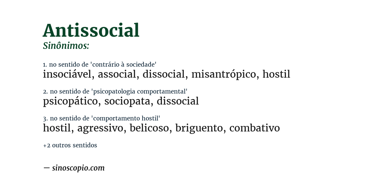 Sinônimo de antissocial