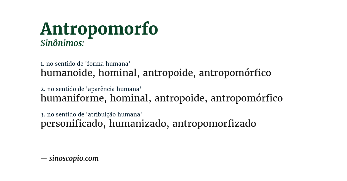 Sinônimo de antropomorfo