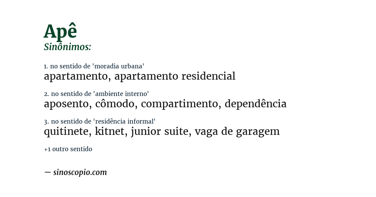 Sinônimo de apê
