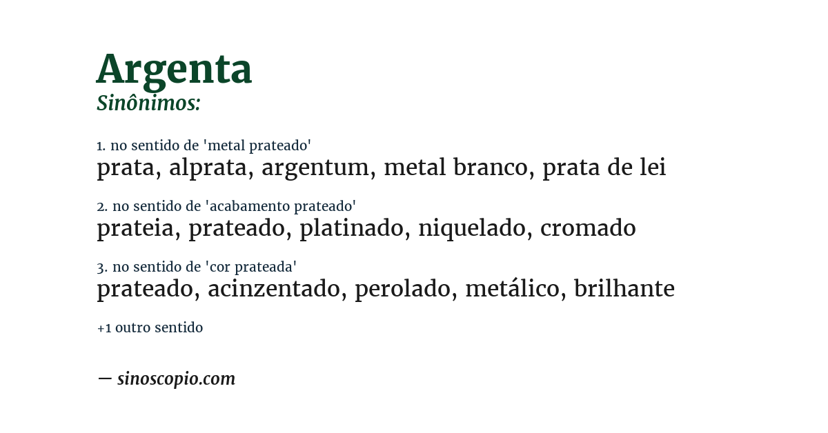 Sinônimo de argenta