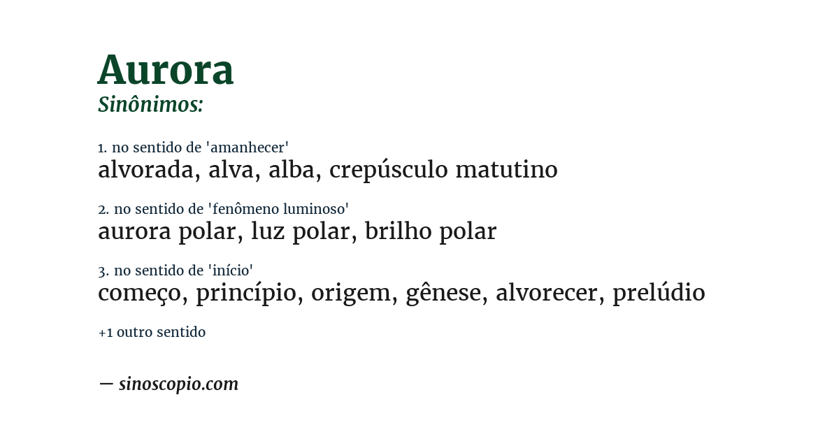 Sinônimo de aurora